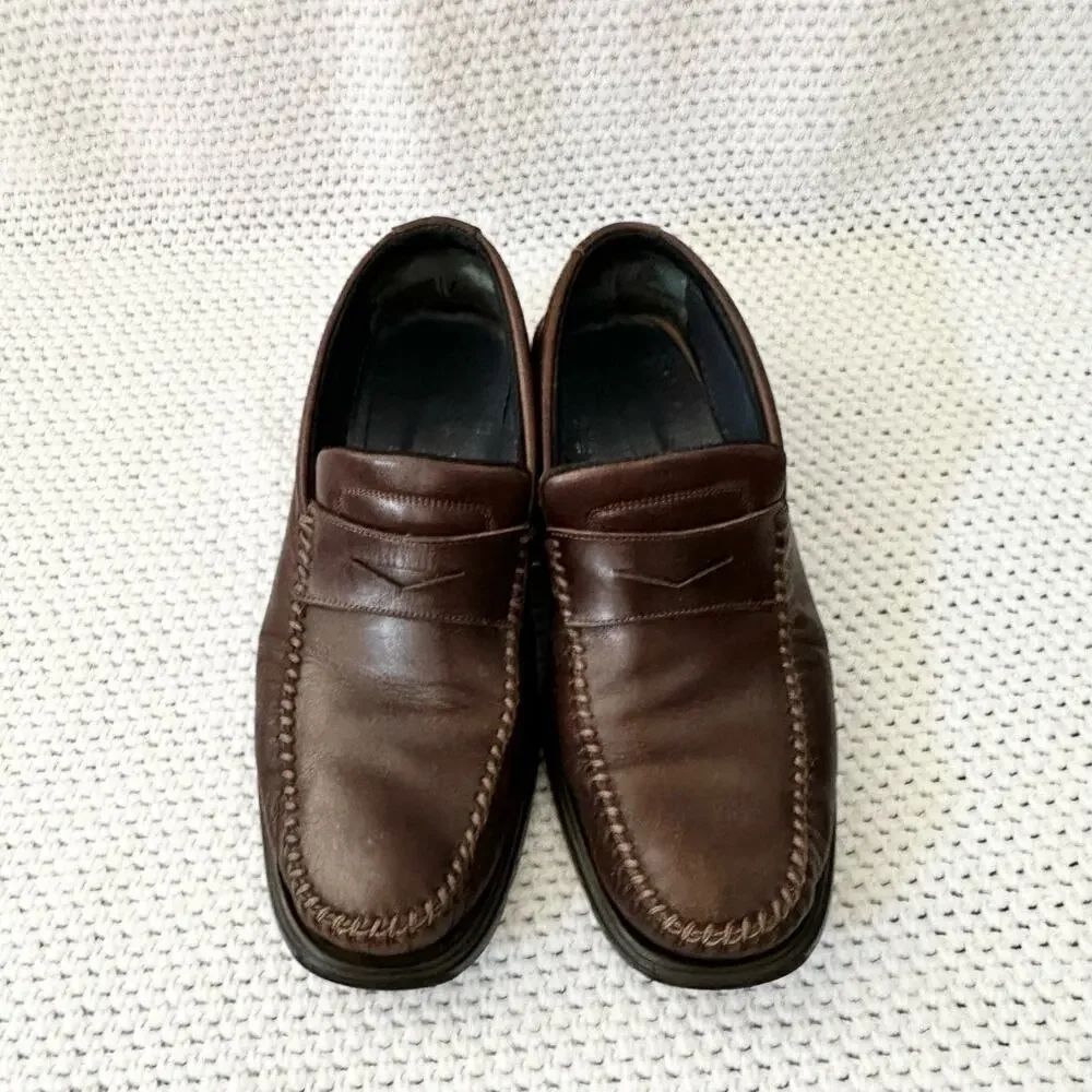 Bruno Magli Chocolate Brown Leather Bryant Slip On Loafer Casual Shoes 9 Men